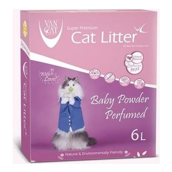 Vancat Bebek Pudrası Kokulu 5 kg /5.9 lt İnce Taneli Bentonit Kedi Kumu - Görsel 3