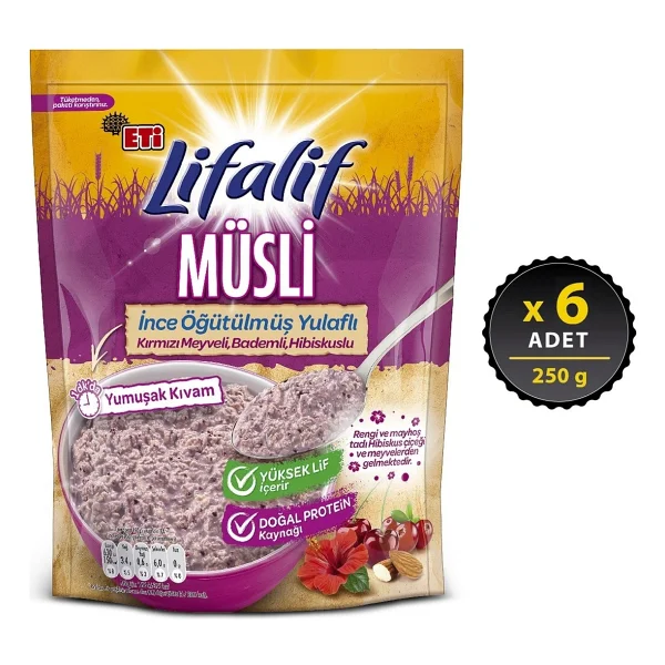 Eti Lifalif İnce Öğütülmüş Hibiskuslu Müsli 250 gr 6'lı - Görsel 5