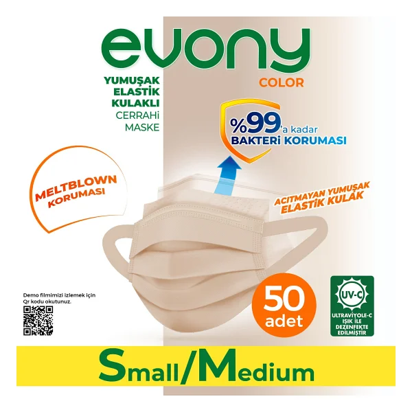 Evony Color Yumuşak Elastik Kulaklı 50 Adet Maske - Görsel 8