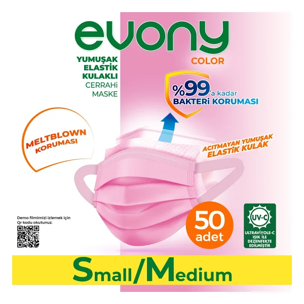 Evony Color Yumuşak Elastik Kulaklı 50 Adet Maske - Görsel 6