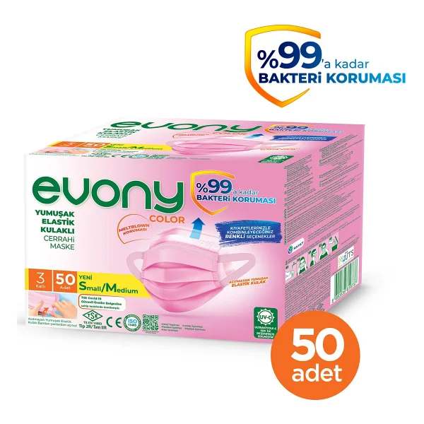 Evony Color Yumuşak Elastik Kulaklı 50 Adet Maske - Görsel 2