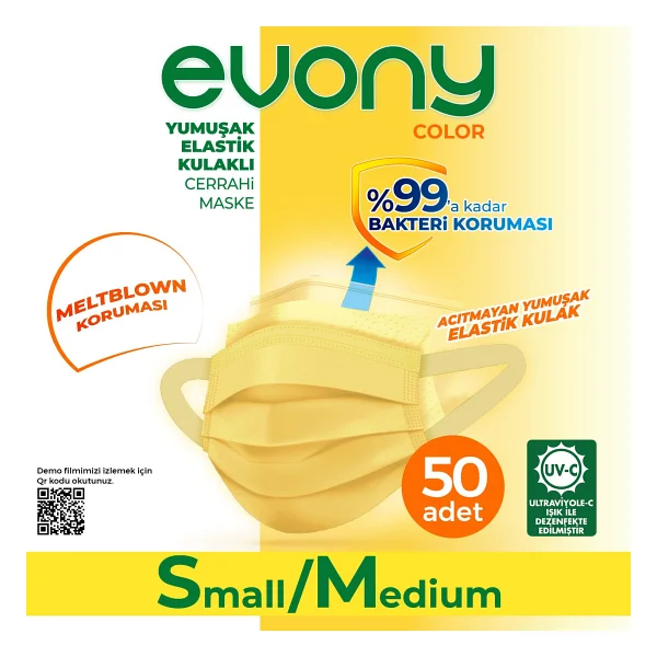 Evony Color Yumuşak Elastik Kulaklı 50 Adet Maske - Görsel 7
