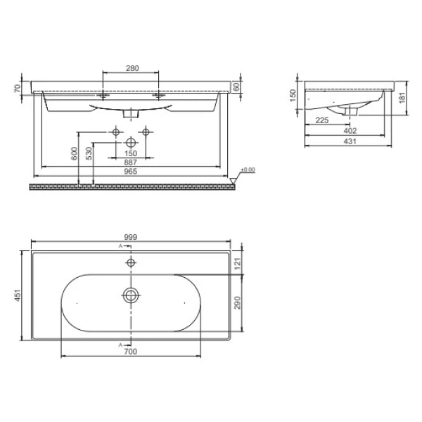 Turkuaz Seramik Cerastyle Arya 100x45 cm Etajerli Lavabo - Görsel 6