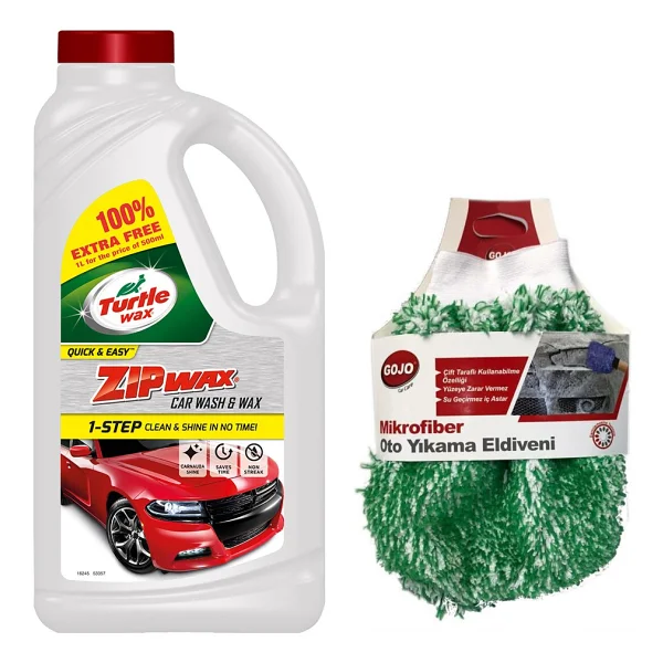 Turtle Wax Turtle Wax Zip Wax Cilalı Oto Yıkama Şampuanı 60 Yıkama 1 L+ Gojo Yıkama Eldiveni - Görsel 7