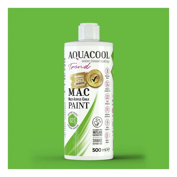 Aquacool Trend M.A.C Su Bazlı Akrilik Dönüşüm Boyası 500 ml. Antrasit Gri 881 - Görsel 7