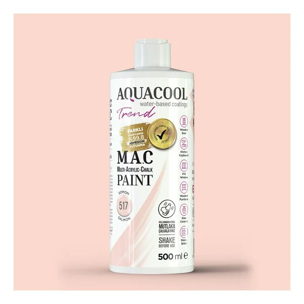 Aquacool Trend M.A.C Su Bazlı Akrilik Dönüşüm Boyası 500 ml. Antrasit Gri 881 - Görsel 5