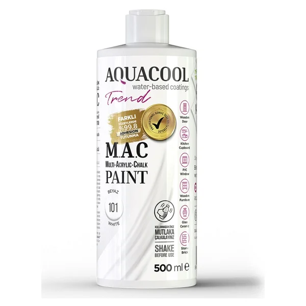 Aquacool Trend M.A.C Su Bazlı Akrilik Dönüşüm Boyası 500 ml. Antrasit Gri 881 - Görsel 3