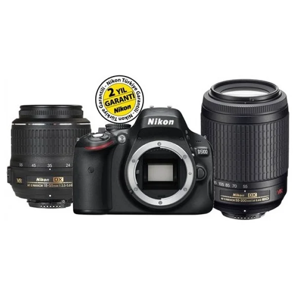 Nikon D5100 + 18-55mm + 55-200mm Lens DSLR Fotoğraf Makinesi - Görsel 3