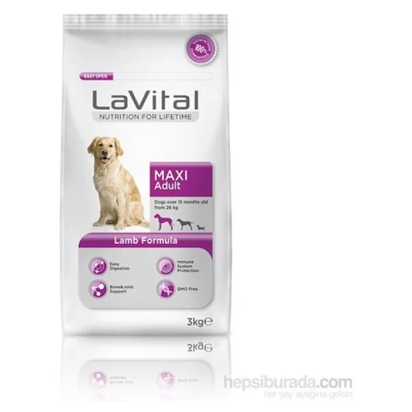 LaVital Maxi Adult Kuzu Etli 3 kg Büyük Irk Yetişkin Köpek Maması - Görsel 5