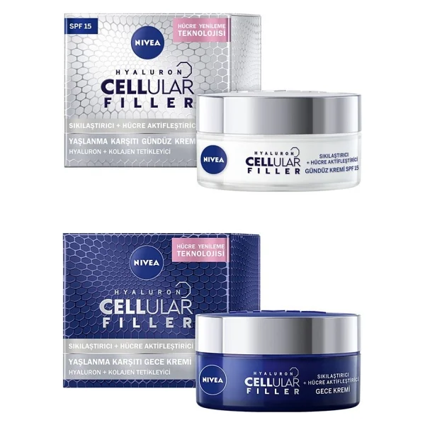 Nivea Hyaluron Cellular Filler Yaşlanma Karşıtı Gündüz Kremi 50 ml + Gece Kremi 50 ml 2'li Set - Görsel 2