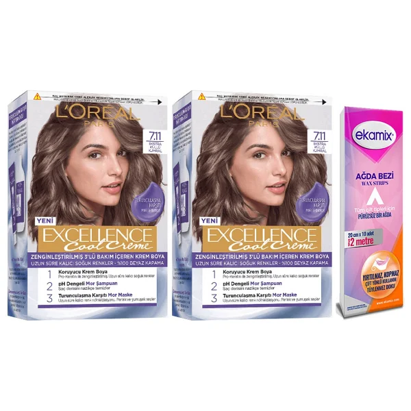 L'Oreal Paris Excellence Cool Creme 7.11 Ekstra Küllü Kumral 2 Adet Saç Boyası - Görsel 2