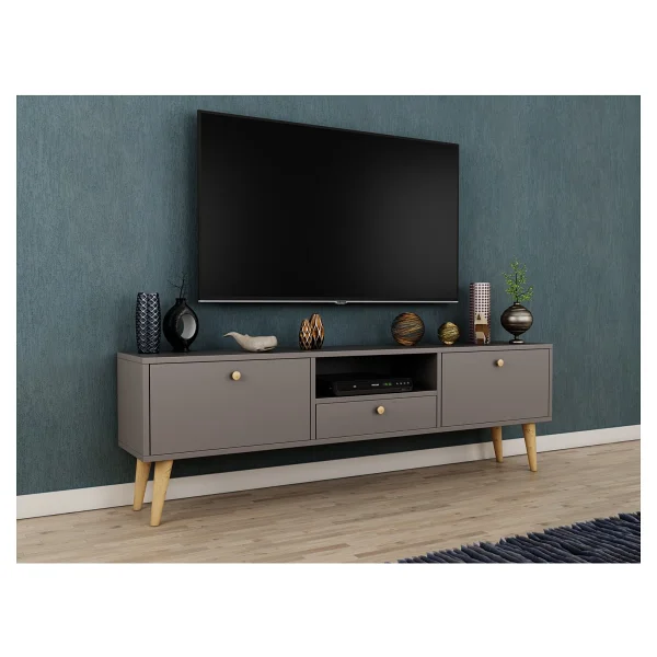 Penta Tv Sehpası, Ahşap Ayaklı, Antrasit, 160 Cm - Görsel 6