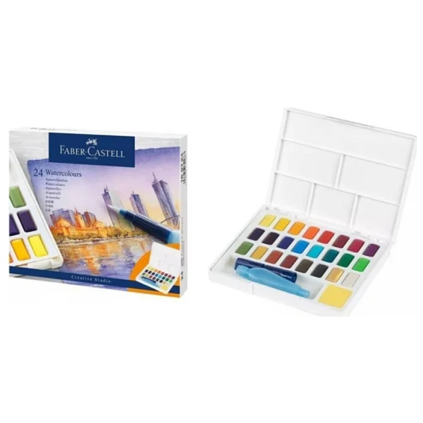 Faber-Castell Faber Castell Creative Watercolor Tablet Sulu Boya Seti 24 Renk Su Hazneli Fırça - Renkli - Görsel 2