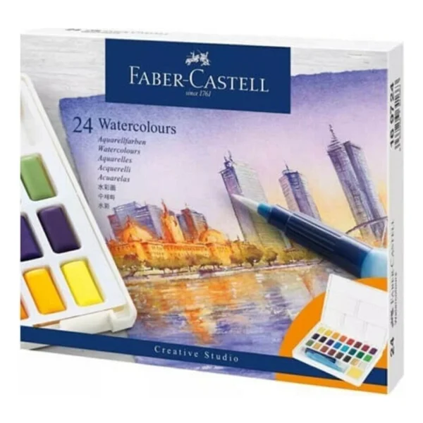 Faber-Castell Faber Castell Creative Watercolor Tablet Sulu Boya Seti 24 Renk Su Hazneli Fırça - Renkli - Görsel 3