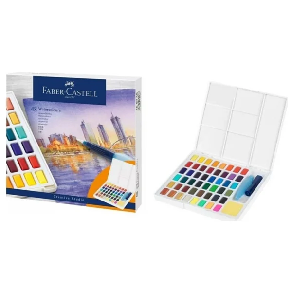 Faber-Castell Faber Castell Creative Watercolor Tablet Sulu Boya Seti 48 Renk Su Hazneli Fırça - Renkli - Görsel 2