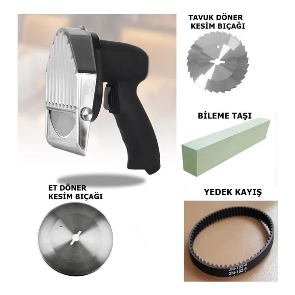 Geseus Döner Kesme Makinası Elektirikli+yedek Tavuk Döner Kesme Bıçağı+ful Yedek Parça Seti Siyah - Görsel 2