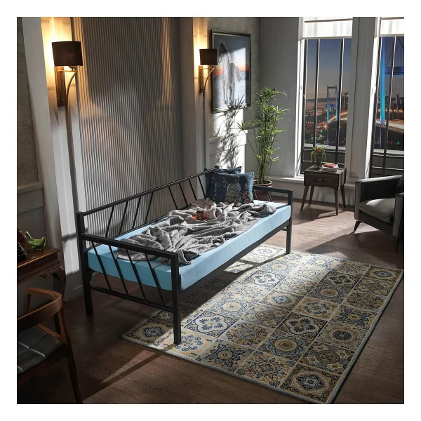 Unimet Glory Daybed Tek Kişilik Sedir Divan Metal Karyola 90 x 200 cm - Siyah - Görsel 2