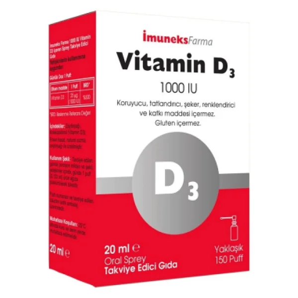 Imuneks Vitamin D3 1000 IU 20 ml Sprey - Görsel 6