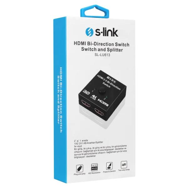 S-link SL-LU613 2 Port HDMI Çift Yönlü Switch ve Splitter - Görsel 8