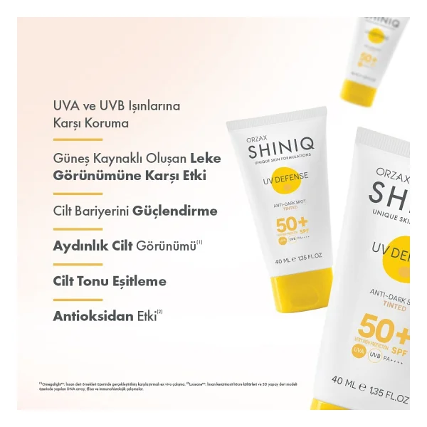 Shiniq UV Defense Anti-Dark Spot 40 ml 50 Faktör Renkli Güneş Kremi - Görsel 2