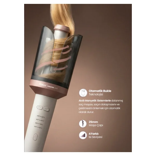 Relux RC9588 Keratincare 25 mm Otomatik Saç Maşası - Görsel 2