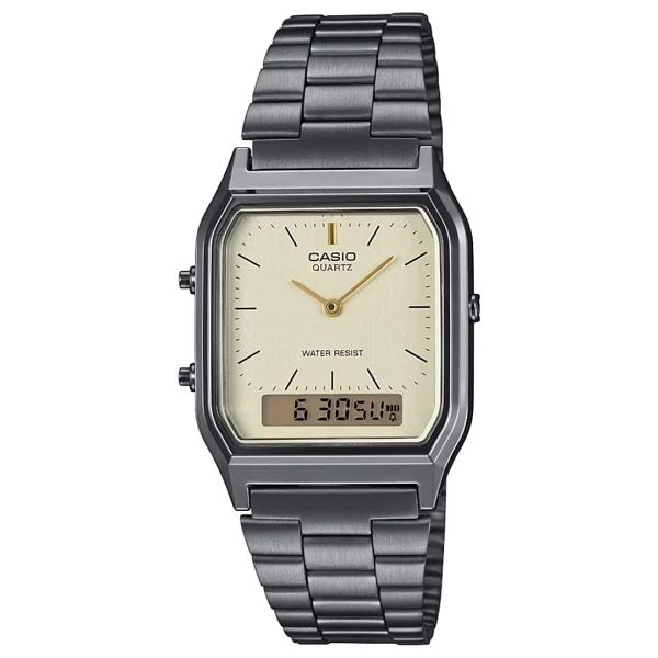 Casio Standart AQ-230GG-9ADF Çelik Kordon Siyah-Sarı Kol Saati - Görsel 2