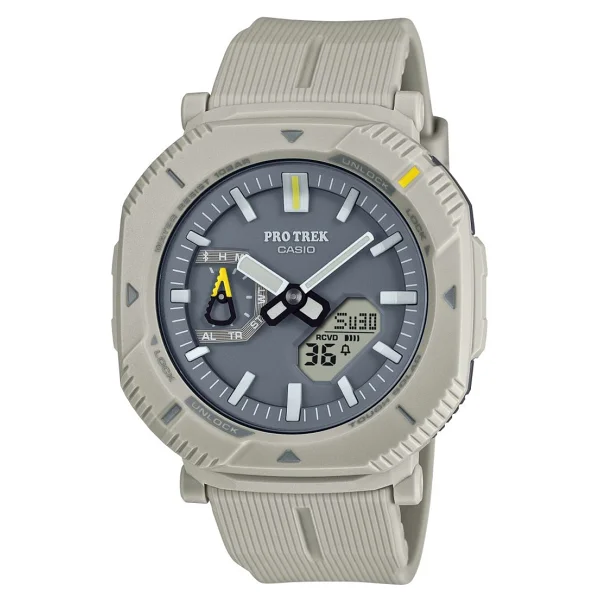Casio Pro Trek PRJ-B001-7DR Silikon Kordon Bej Erkek Kol Saati - Görsel 3