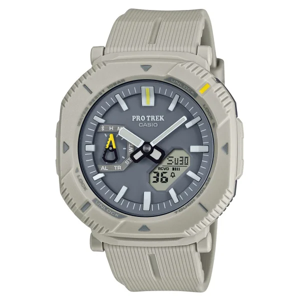 Casio Pro Trek PRJ-B001-7DR Silikon Kordon Bej Erkek Kol Saati - Görsel 2