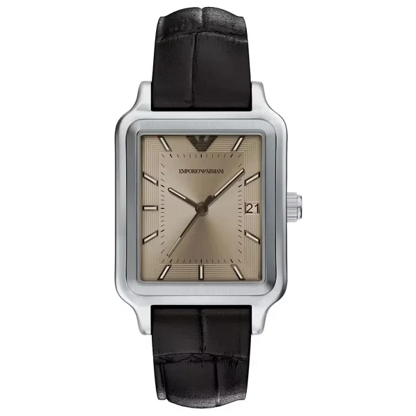 Emporio Armani AR11756 Deri Kordon Siyah-Gümüş Erkek Kol Saati - Görsel 2