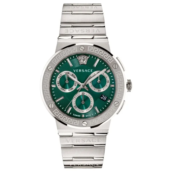 Versace Greca Logo Chrono VRSCVEZ900121 Çelik Kordon Yeşil Erkek Kol Saati - Görsel 5