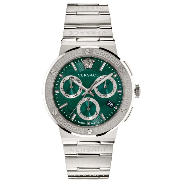 Versace Greca Logo Chrono VRSCVEZ900121 Çelik Kordon Yeşil Erkek Kol Saati - Görsel 4
