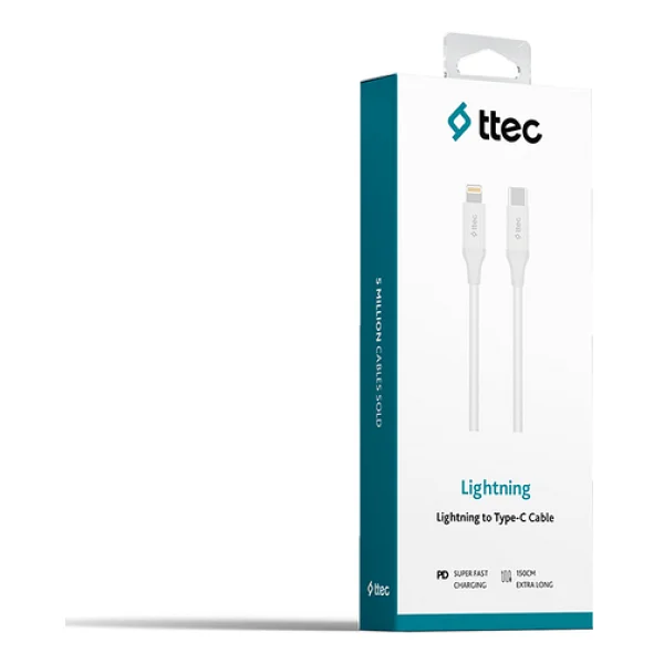 Ttec 2DK40B 1.5 m Beyaz Type-C to Lightning Hızlı Şarj Kablosu - Görsel 4