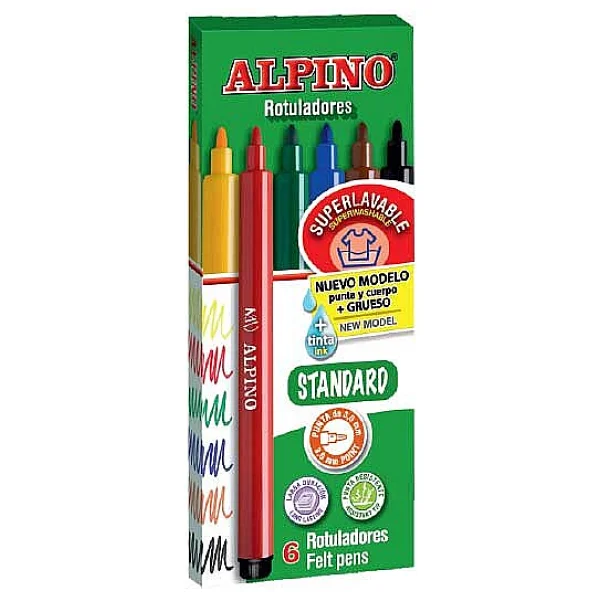 Alpino Standart 6 Renk Yıkanabilir Keçeli Kalem - Görsel 3