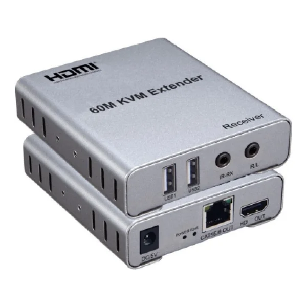 Apronx APX-USB60M CAT5E/CAT6 60M HDMI-USB-IR Extender - Görsel 2