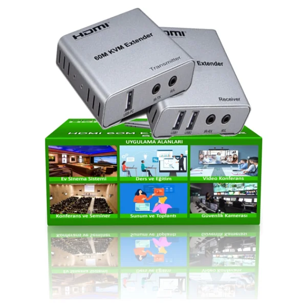 Apronx APX-USB60M CAT5E/CAT6 60M HDMI-USB-IR Extender - Görsel 4