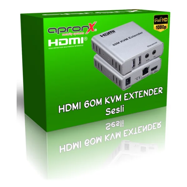 Apronx APX-USB60M CAT5E/CAT6 60M HDMI-USB-IR Extender - Görsel 5