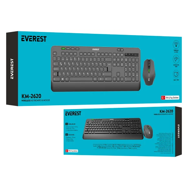 Everest KM-2620 Kablosuz Klavye Mouse Seti - Görsel 5