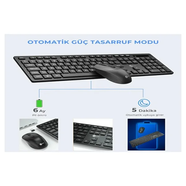 Lenovo Lecoo KW201 Siyah Kablosuz Klavye Mouse Seti - Görsel 2