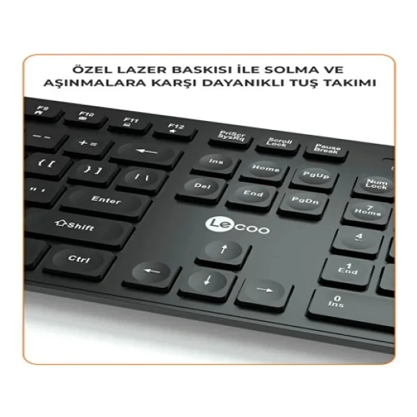 Lenovo Lecoo KW201 Siyah Kablosuz Klavye Mouse Seti - Görsel 4