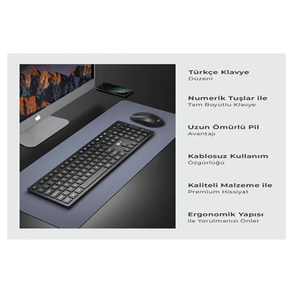 Lenovo Lecoo KW201 Siyah Kablosuz Klavye Mouse Seti - Görsel 5