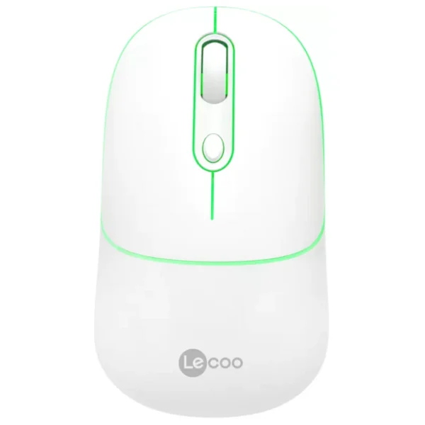 Lenovo Lecoo WS210 Beyaz RGB Şarjlı Sessiz Ergonomik Optik Kablosuz Mouse - Görsel 2