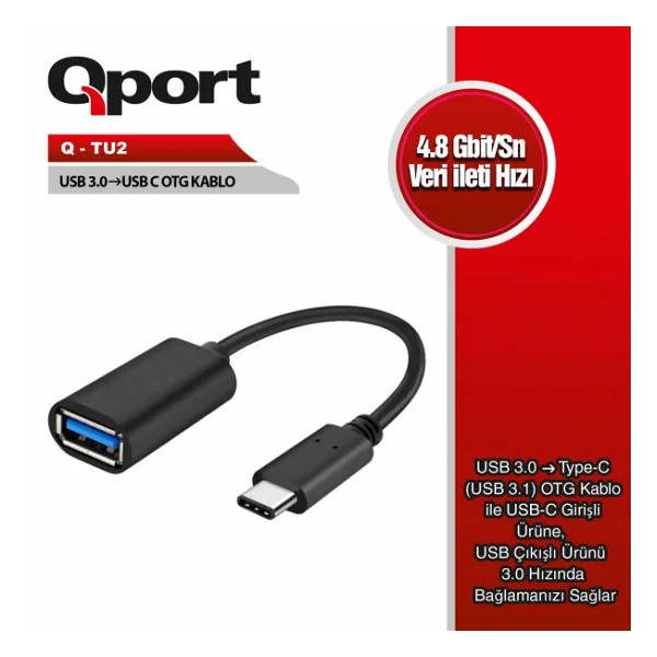 Qport Q-TU2 Type-C to USB Dönüştürücü - Görsel 2