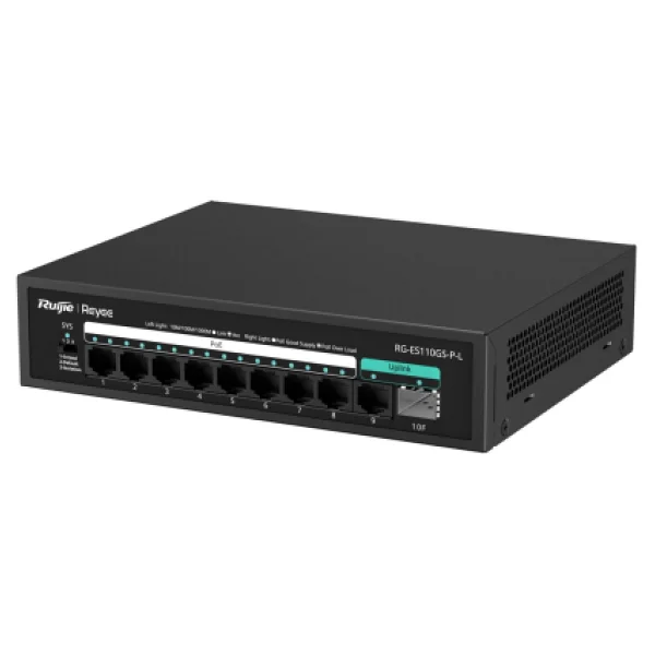 Ruijie Reyee RG-ES110GS-P-L 8 Port 10/100/1000 8 Port PoE 1XGE Uplink 1 X SFP 120W Yonetilemez Desktop Switch - Görsel 2