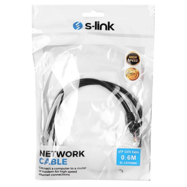S-link SL-CAT606BK UTP 0.6 m Siyah CAT6 Patch Kablo - Görsel 2
