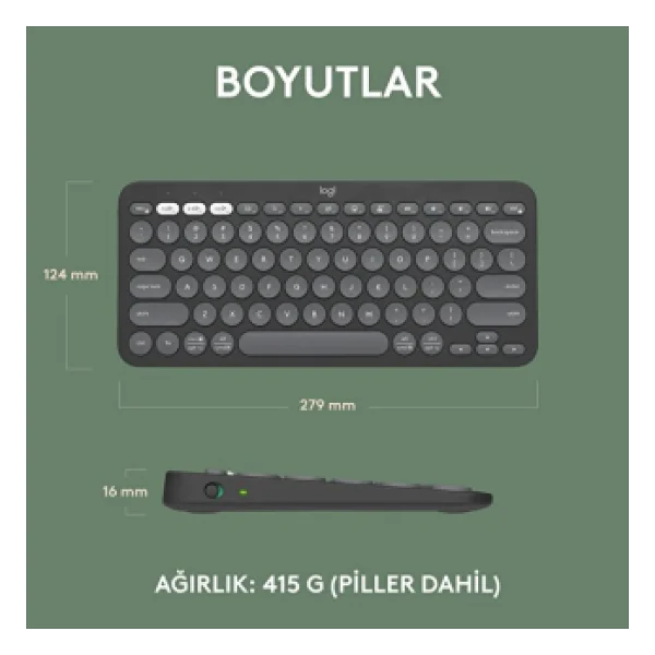 Logitech Pebble Keys 2 K380s 920-011859 Siyah Tkl Q Kablosuz Klavye - Görsel 7