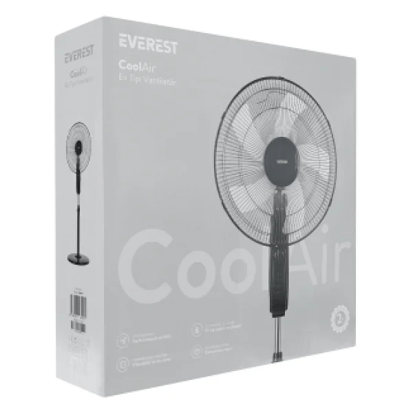 Everest Fan11 Coolair Siyah Ayaklı Vantilatör - Görsel 8