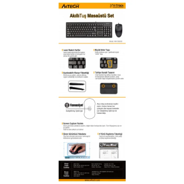 A4 Tech Km-72620d Kablolu Klavye Mouse Seti - Görsel 3