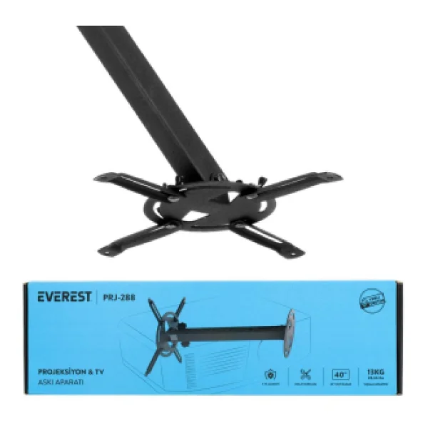 Everest Prj-288, Teleskopik Ayak (37-52cm), 13kg Taşıma, Projeksiyon Ve Monitör, Askı Aparatı - Görsel 5