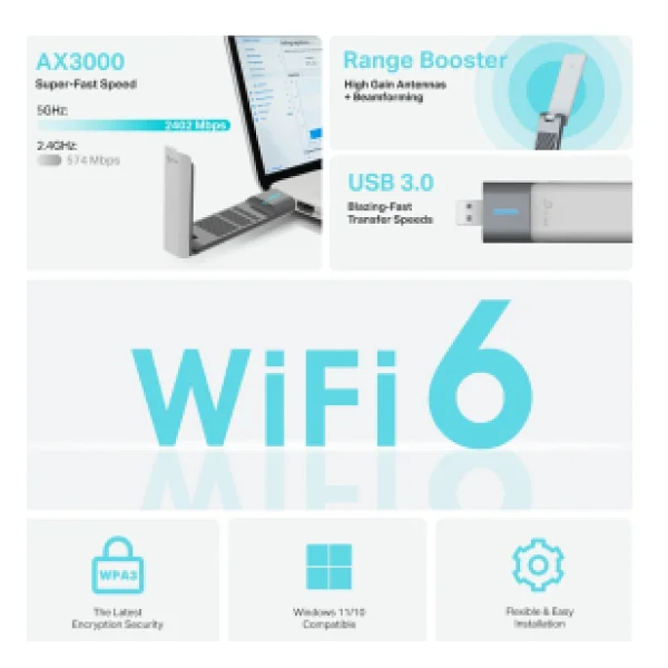 Tp-Link Archer Tx50uh 3000 Mbps Kablosuz Ağ Adaptörü - Görsel 7