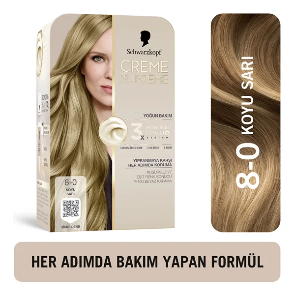 Schwarzkopf Creme Supreme 8.0 Koyu Sarı Saç Boyası - Görsel 10